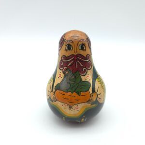 Vintage Russian Hand Painted Wood Figurine The Gigantic Turnip 3" Shelmar